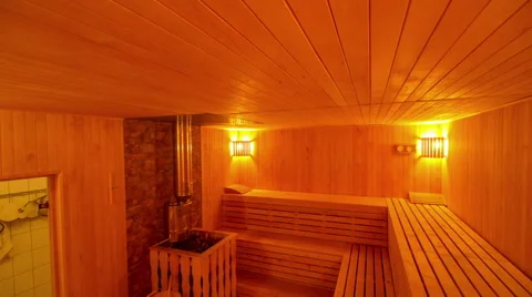 Large private sauna with a stylish interior 5 Video stock 56910634