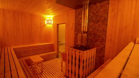 Large private sauna with a stylish interior 3 Video stock 56927429