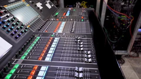 Large Production Sound Board for Outdoor Live Concert Stock Footage