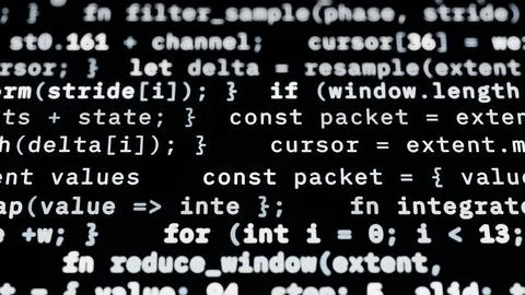 Large programming code text on a monochrome IT background Stock Illustration