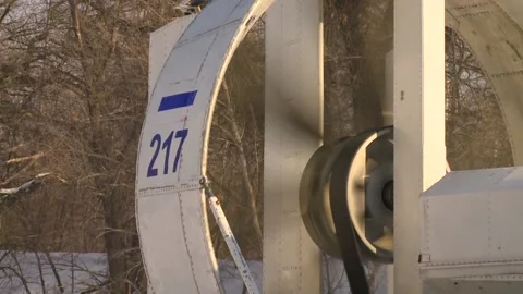 Large propeller rotates Stock Footage 86077983