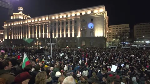 Large protest in front of the Bulgarian parliament building Stock-Footage 327207449