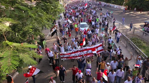 A large protest march in Cairo, Egypt Stock Footage 25486152