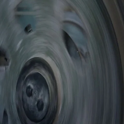 Large pulley rotates mounted on the gearbox to reduce high speed Stock Footage