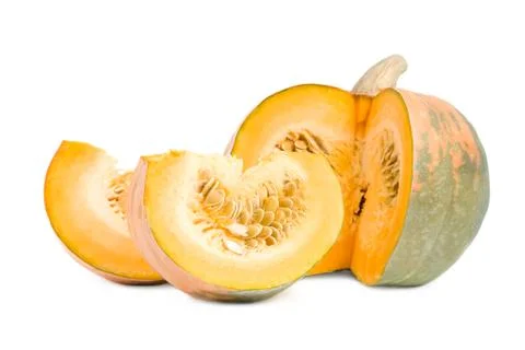 Large pumpkin with slices. Stock Photos
