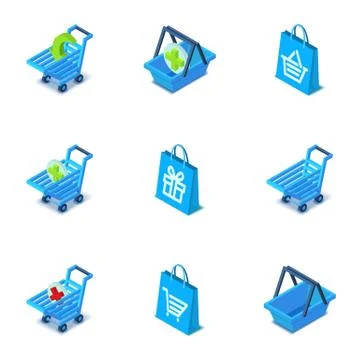 Large purchase icons set, isometric style Stock Illustration