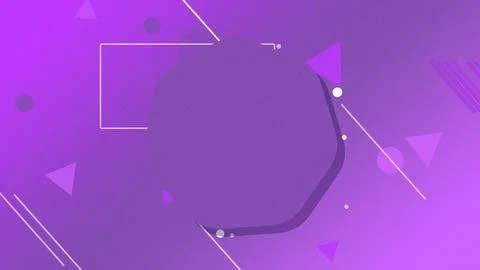 A large purple rounded frame floats over a playful abstract background of s.. Ilustração Stock