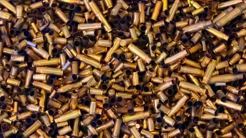 Large Quantity of Empty Different Sizes of Bullet Cartridge Ammunition Stock Footage 274070886