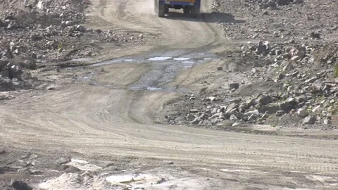 Large quarry dump truck. Loading the rock in dumper. Video stock 101605259