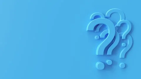 Large Question mark in blue colors 3d render. Stock Photos