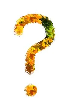 Large Question mark from Golden, Yellow, orange and green bright autumn maple Stock Photos