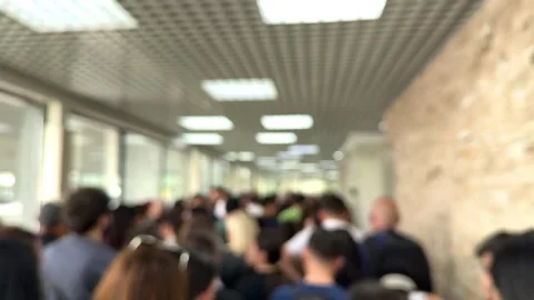 A large queue at customs of people, a stampede of people, a large queue, travel Stock Footage 310037566