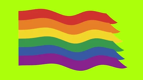 Large rainbow flag waving smoothly on a green screen background Stock Footage 329094164