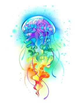 Large rainbow jellyfish Stock Illustration
