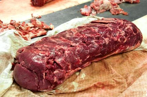 Large raw roast beef Stock Photos