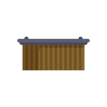 Large rectangular empty top wooden hot tub icon Stock Illustration