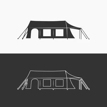 Large Rectangular Event Tent Marquee Silhouette for Outdoor Parties Stock Illustration