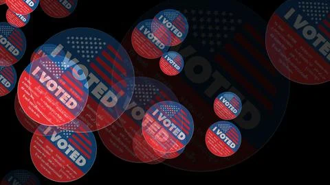 Large red and blue "I Voted" circle stickers, with different transparencies Stock Illustration