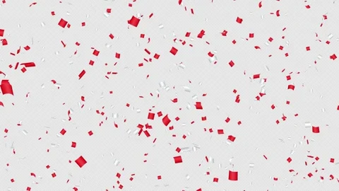 Large Red and White Confetti Falling Seamless Loop with Alpha Stock Footage 337755133