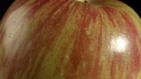 A large red apple on a black background. Autumn fruit harvest. Fresh apple close Stock Footage 165191533