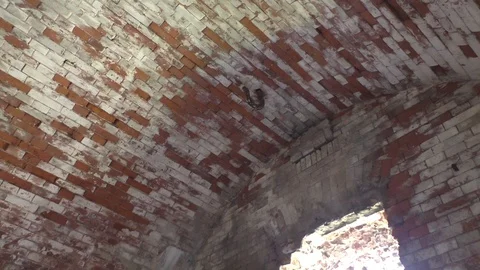 A large red brick tower. Old Fortress Building Stock Footage 130140406