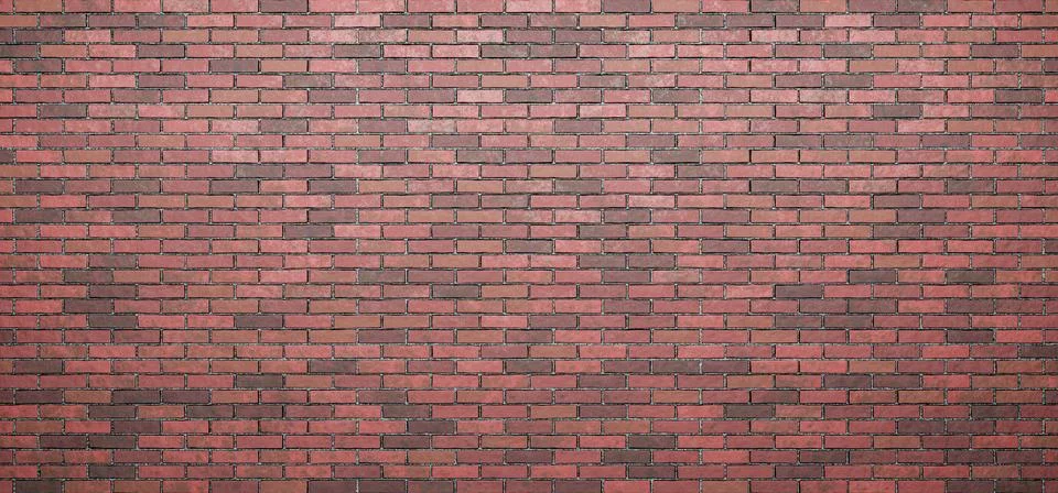 Large red brick wall background. Industrial background. Red brick wall. 3D re Stock Illustration