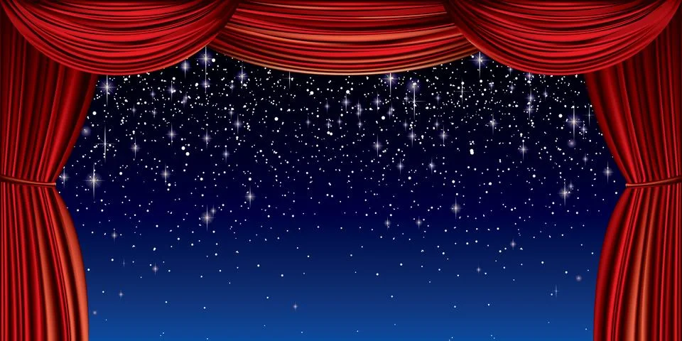 Large red curtain Stock Illustration