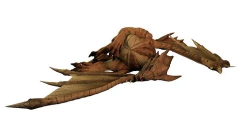Large Red Dragon Lying Dead Illustrazione stock