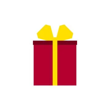 Large red gift box with yellow ribbon and bow. Stock Illustration