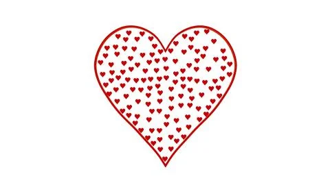 A large red heart filled with a pattern of smaller red hearts for valentine's da Illustrazione stock