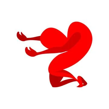 A large red heart on one knee. Illustrazione stock