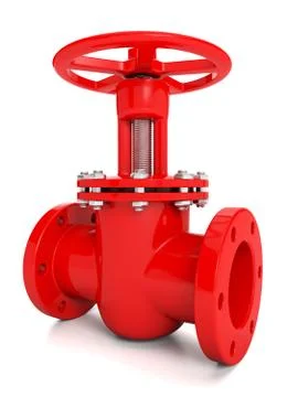 Large red metal gate close-up on a white background. industrial image Stock Illustration