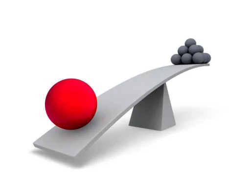 Large Red Sphere Outweighs Stack Of Small Gray Spheres Stock Illustration