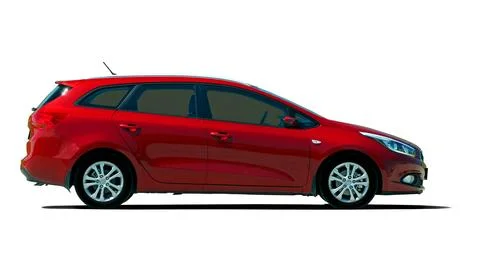 Large red station wagon Fotos Stock
