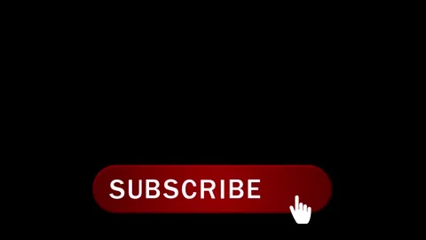 Large red subscribed button appears clicking hand beneath outros, subscriber con Stock Footage 340575606