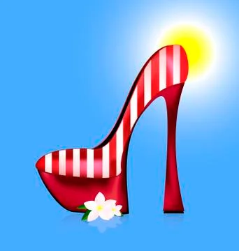 Large red white shoe Stock Illustration