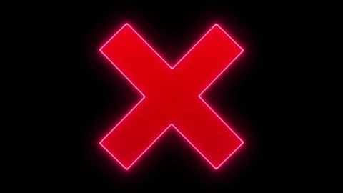 Large red x appears on a black background and flashes neon red Stock Footage 280074685