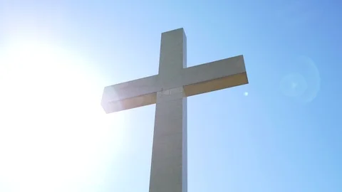 Large remembrance cross close up with sun flare Stock Footage 102878373