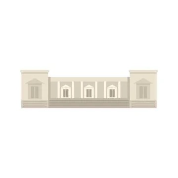 Large retro building with columns and stairs flat icon Ilustración de archivo