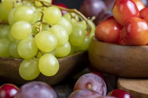 Large ripe grapes on the table Stock Photos