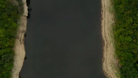 Large River in Mountains with Trees Stock Footage 255419966