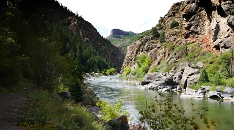 A large river running through a large canyon. Stock Footage 54513058