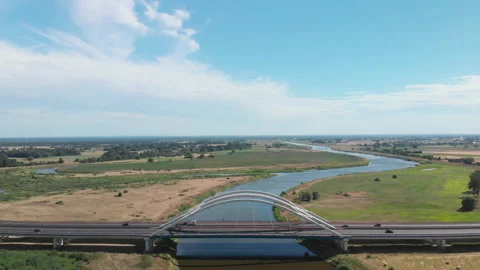 A large road bridge recorded from a drone Stock Footage 92647707