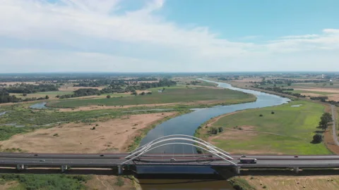 A large road bridge recorded from a drone Stock Footage 92651413