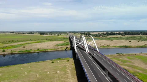 A large road bridge recorded from a drone Stock Footage 92688990