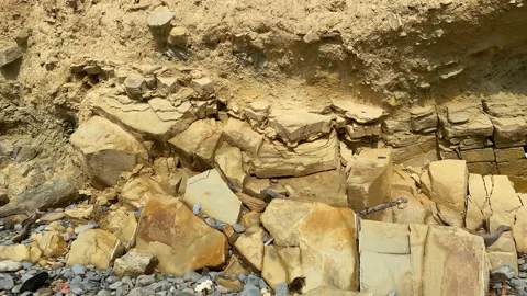 Large rock that began to gradually collapse. Stock Footage 156802603