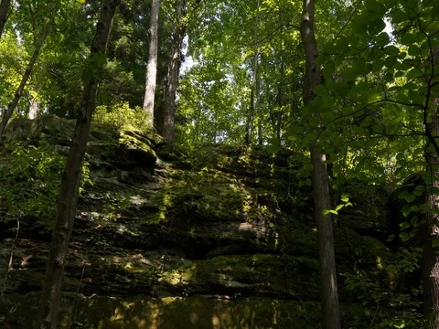 Large Rock formation in middle of forest at Cuyahoga Valley National Park Stock-Footage 82700366