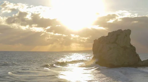 Large rock in the water Stock Footage 45596019