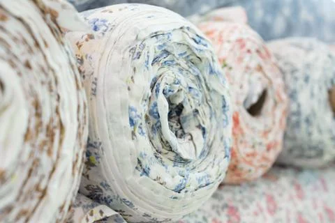 Large roll of colored fabric. Stock Photos