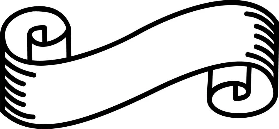 Large rolled scroll banner outline icon Stock Illustration